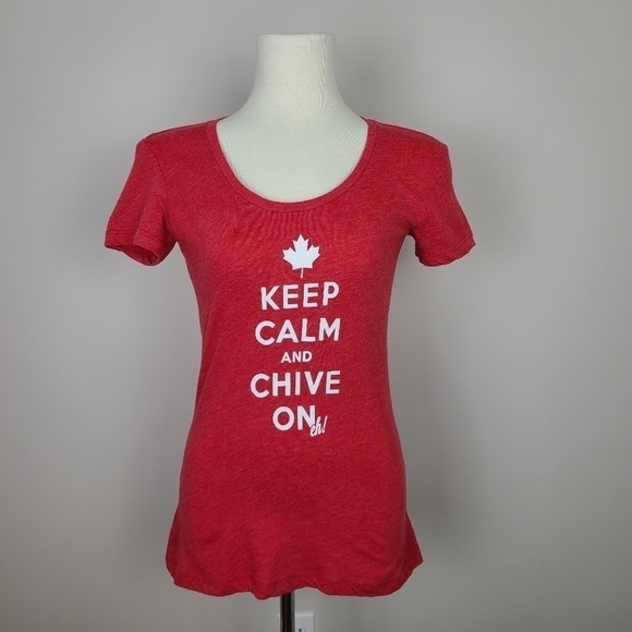 The Chive Red Keep Calm and Chive On Eh! T-Shirt Small - Picture 2 of 16